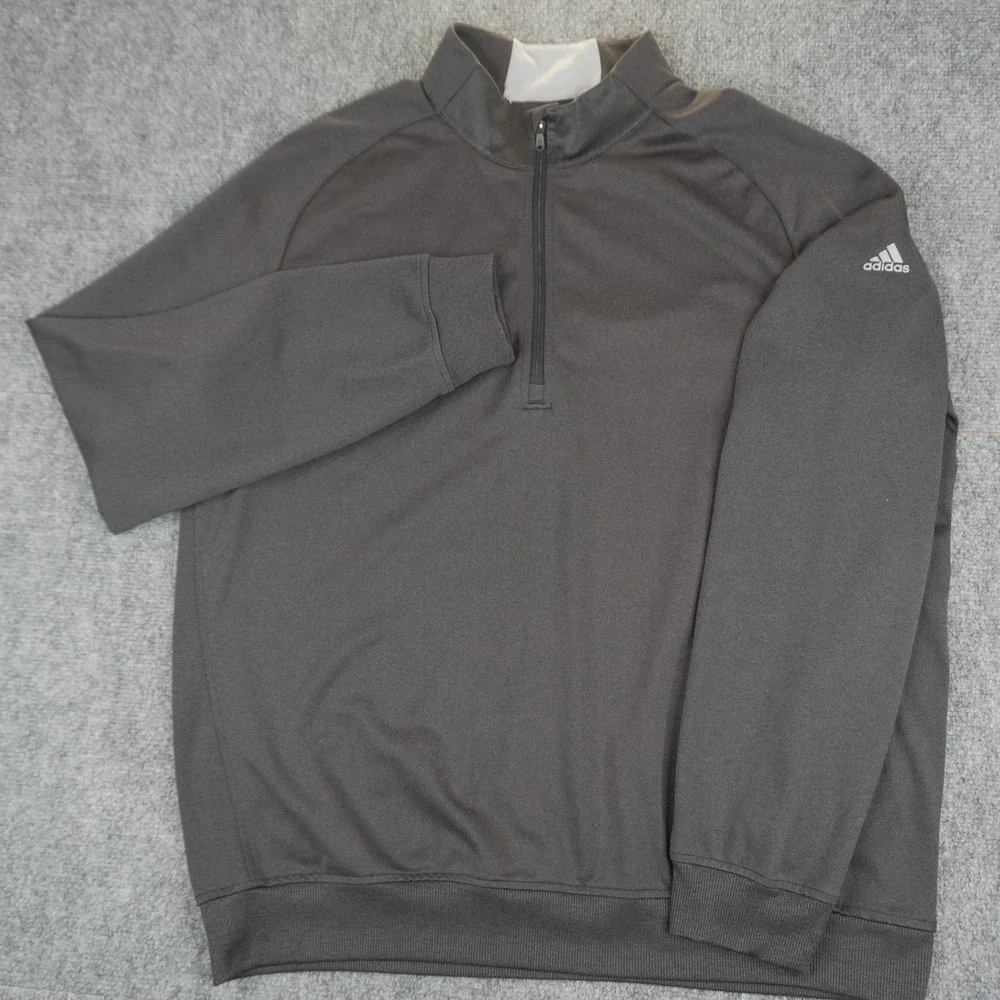Adidas Golf Quarter Zip Pullover Mens Large Gray‎ Performance Mock Neck RN 88387
